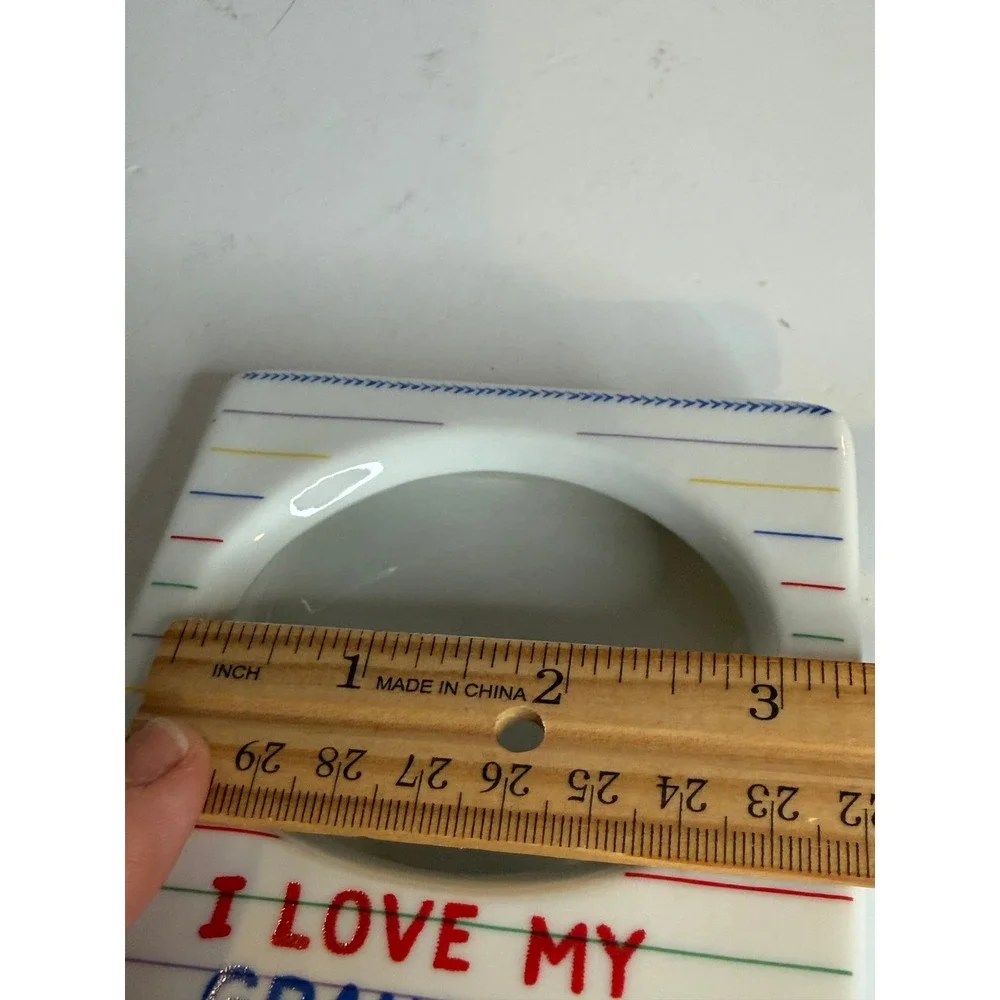 Vintage I Love My Grandpa Ceramic Photo Frame Crayon Design Made in Taiwan